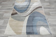 Kimya Collection Abstract Wave Pattern Rug in Blue and Neutral Tones – Contemporary Flow Design- Rugs Direct 