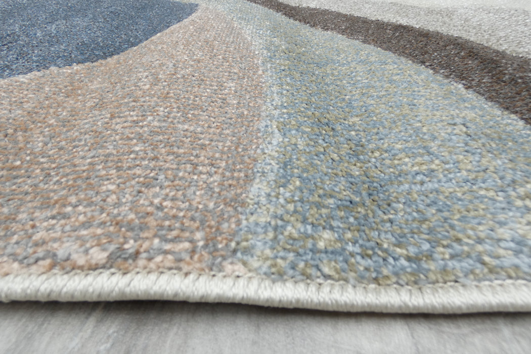 Kimya Collection Abstract Wave Pattern Rug in Blue and Neutral Tones – Contemporary Flow Design- Rugs Direct 