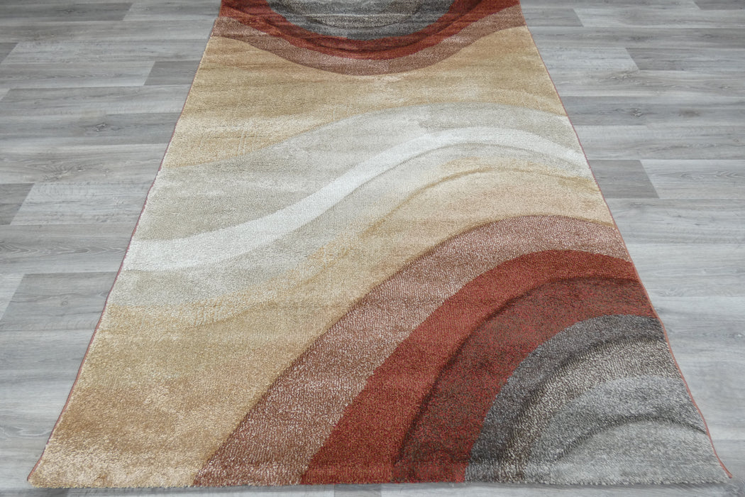 Kimya Collection Gradient wave Pattern Rug In Warm Colour Pallet- Rugs Direct 