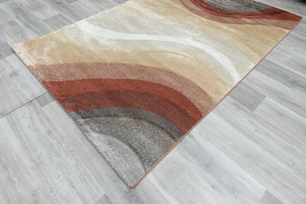 Kimya Collection Gradient wave Pattern Rug In Warm Colour Pallet- Rugs Direct 