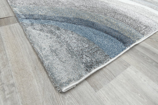 Kimya Collection Curved Wave Design Rug in Muted Blues and Grays – Soft, Modern Flow- Rugs Direct 