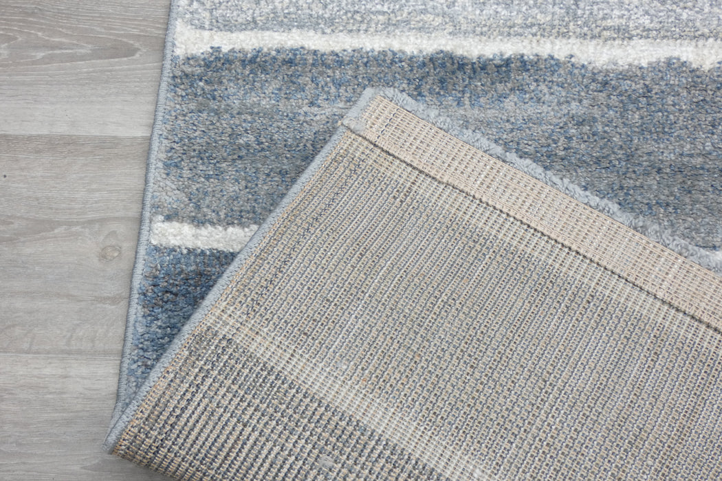 Kimya Collection Modern Geometric Rug in Blue and Gray – Structured Contemporary Design- Rugs Direct 