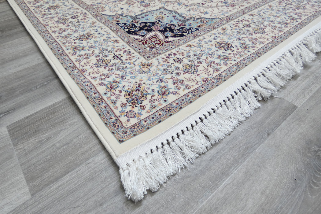 Anahita Collection Rug - Eternal Blossom in Cream & Blue- Rugs Direct