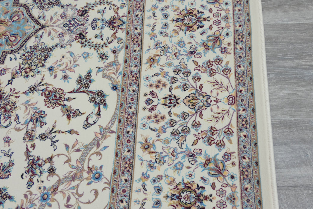 Anahita Collection Rug - Eternal Blossom in Cream & Blue- Rugs Direct