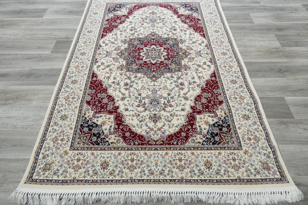 Anahita Collection Rug -Imperial Medallion in Cream and Red- Rugs Direct 