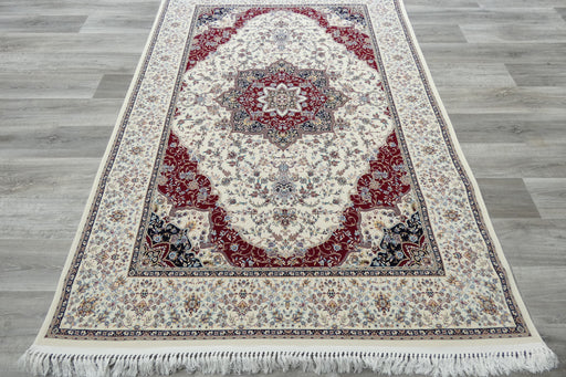 Anahita Collection Rug -Imperial Medallion in Cream and Red- Rugs Direct 