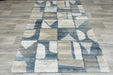 Mahsa Collection Abstract Geometric Rug in Blue and Beige – Modern Artistic Design- Rugs Direct 