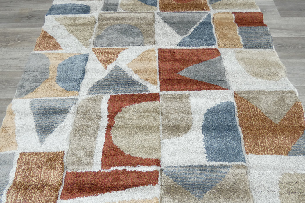 Mahsa Collection Abstract Geometric Rug in Earthy Tones – Contemporary Bold Design- Rugs Direct 