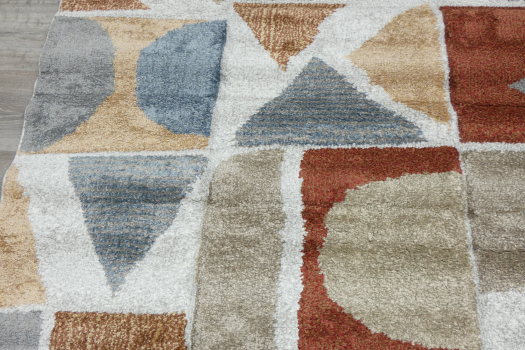 Mahsa Collection Abstract Geometric Rug in Earthy Tones – Contemporary Bold Design- Rugs Direct 