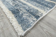 Mahsa Collection Striped Modern Rug in Blue and Cream – Subtle Contemporary Design- Rugs Direct 