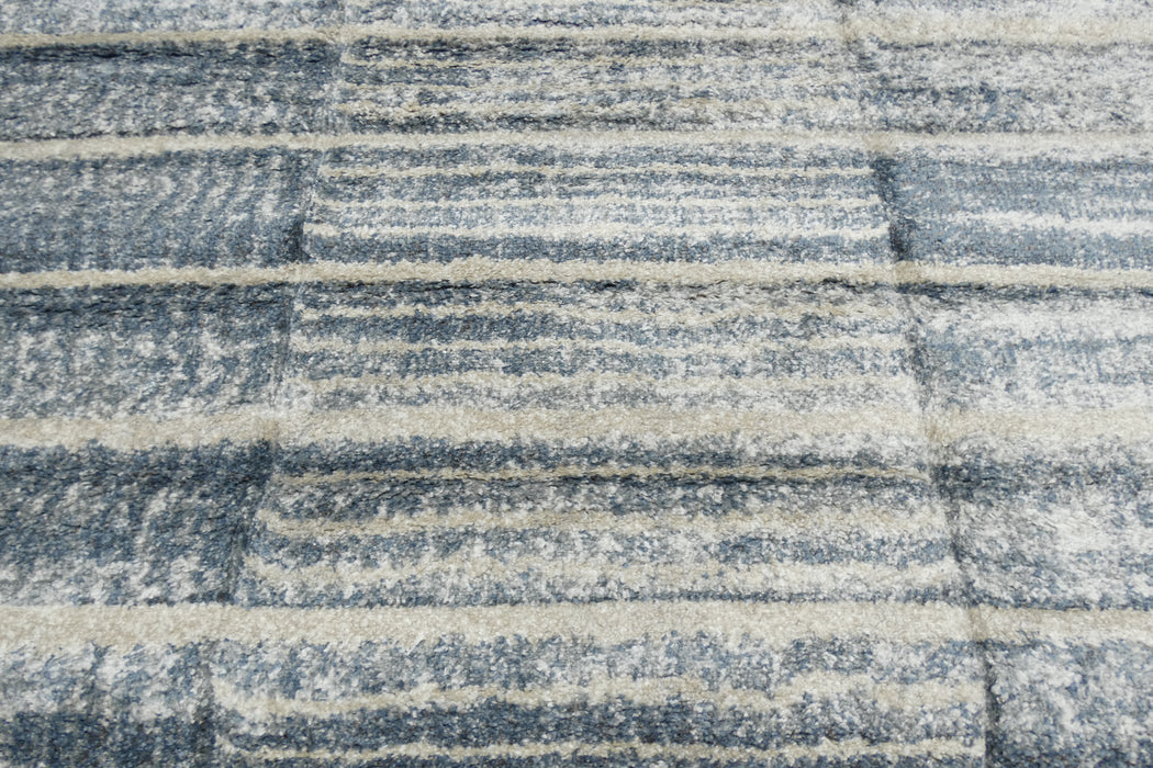 Mahsa Collection Striped Modern Rug in Blue and Cream – Subtle Contemporary Design- Rugs Direct 