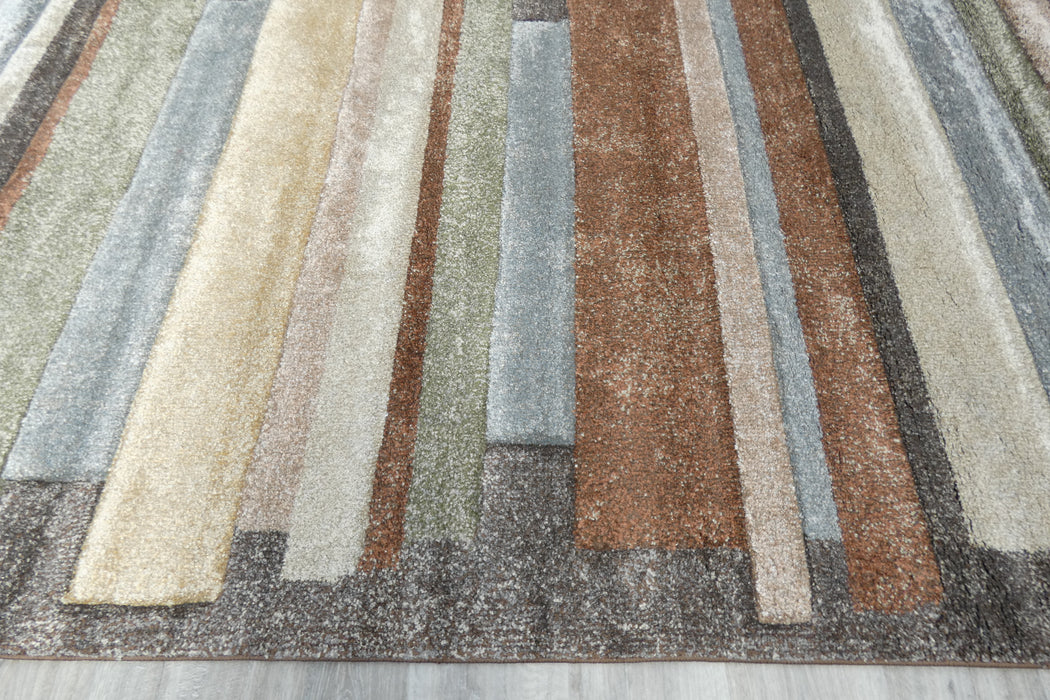 Mahsa Collection Modern Geometric Striped Rug in Earth Tones – Soft, Durable Design- RUGS DIRECT 