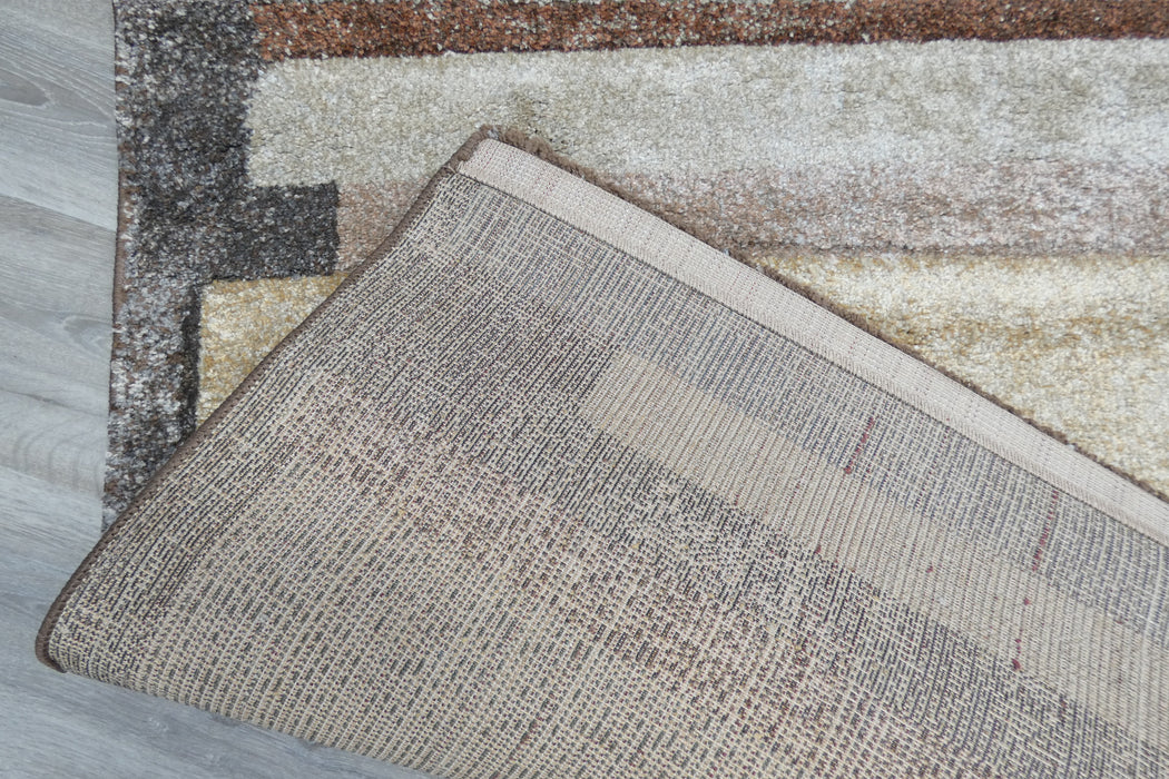 Mahsa Collection Modern Geometric Striped Rug in Earth Tones – Soft, Durable Design- RUGS DIRECT 