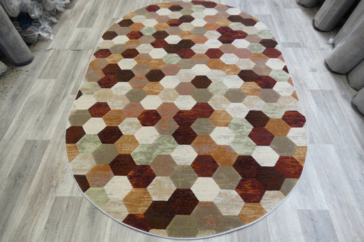 Hive Geometric Design Oval Argentum Rug Size: 200 x290cm- Rugs Diretc 