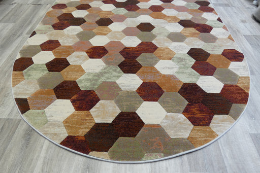 Hive Geometric Design Oval Argentum Rug Size: 200 x290cm- Rugs Diretc 