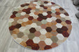 Geometric Hive Design Argentum Round Rug- Rugs Direct 