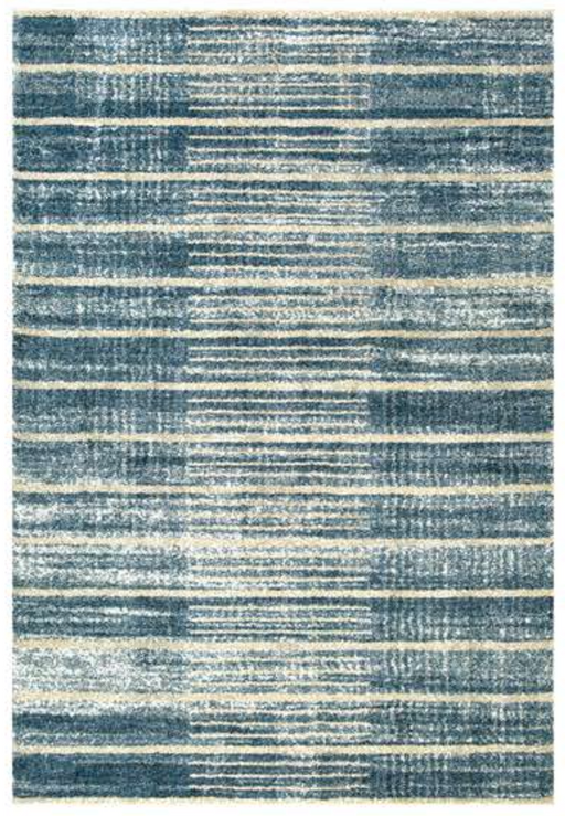 Mahsa Collection Striped Modern Rug in Blue and Cream – Subtle Contemporary Design- Rugs Direct 